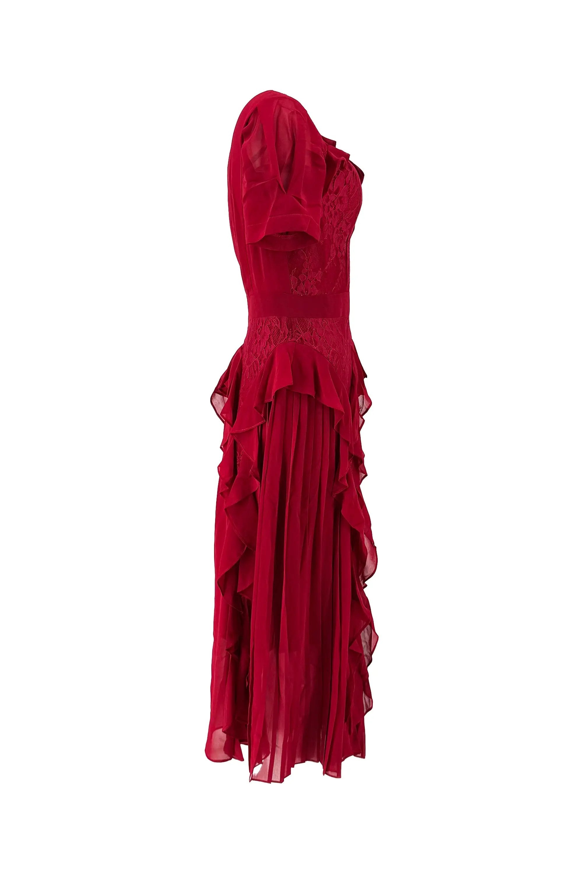 Ladies Summer Elegant Intellectual Round Neck Ruffle Dress ULA